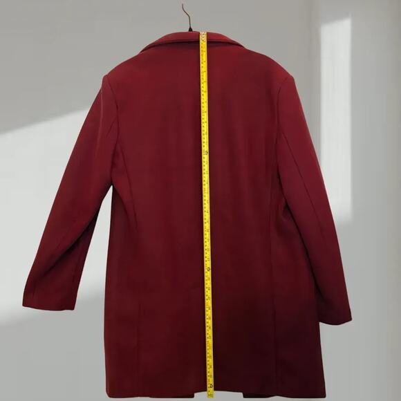 BoohooMAN Men’s Coat – Wine Red Wool-Blend Look, Size S - Picture 3 of 3